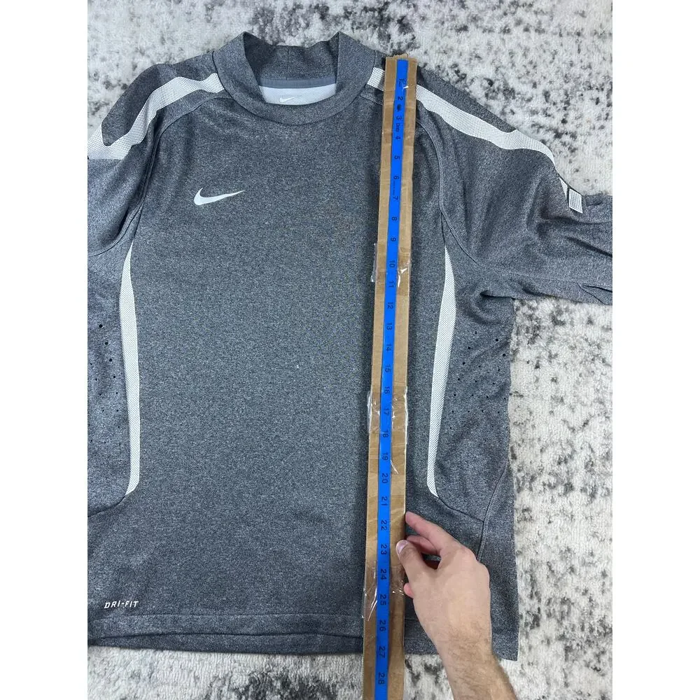 Nike Training Shirt Mens M Gray Mock Neck Dri-FIT Mesh Panel Athleisure Workout